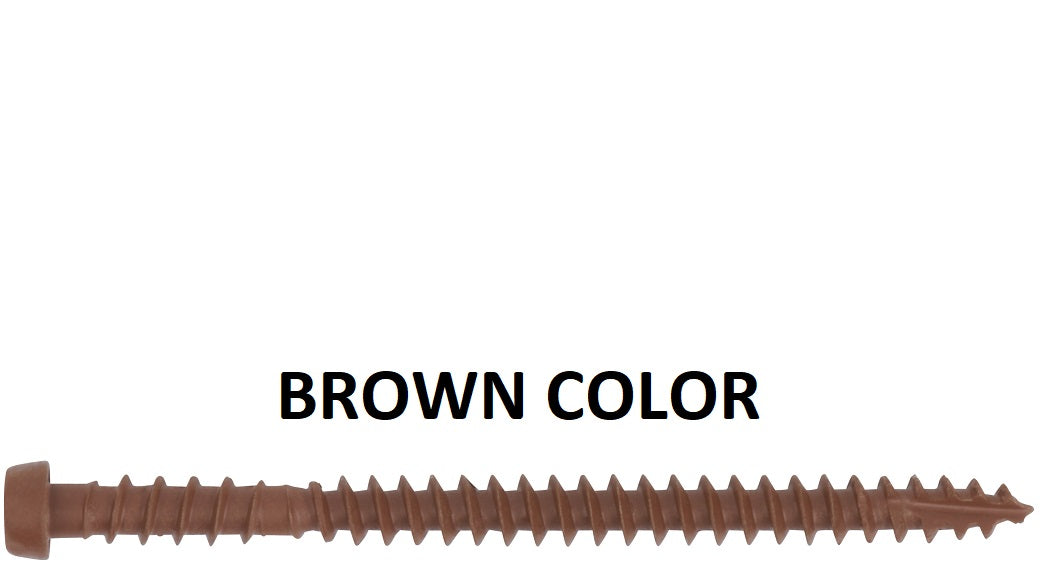 Brown Color COMPOSITE DECK SCREWS T-20 Torx (Star) Drive SKT Plated Steel Dual Thread Design