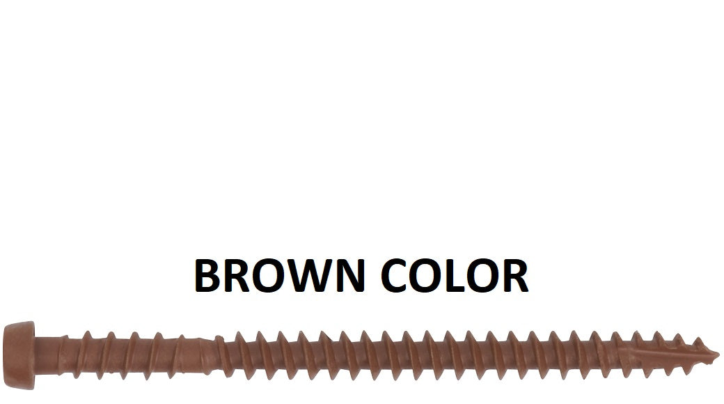 Brown  Color COMPOSITE DECK SCREWS T-20 Torx (Star) Drive SKT Plated Steel Dual Thread Design