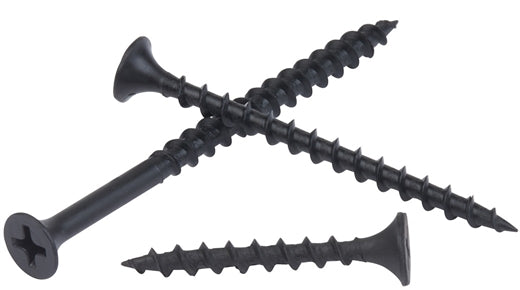 #6 and #8 size Coarse Thread Drywall Sheetrock Screws that use #2 PH Phillips Head Drive with Black Phosphate Plating