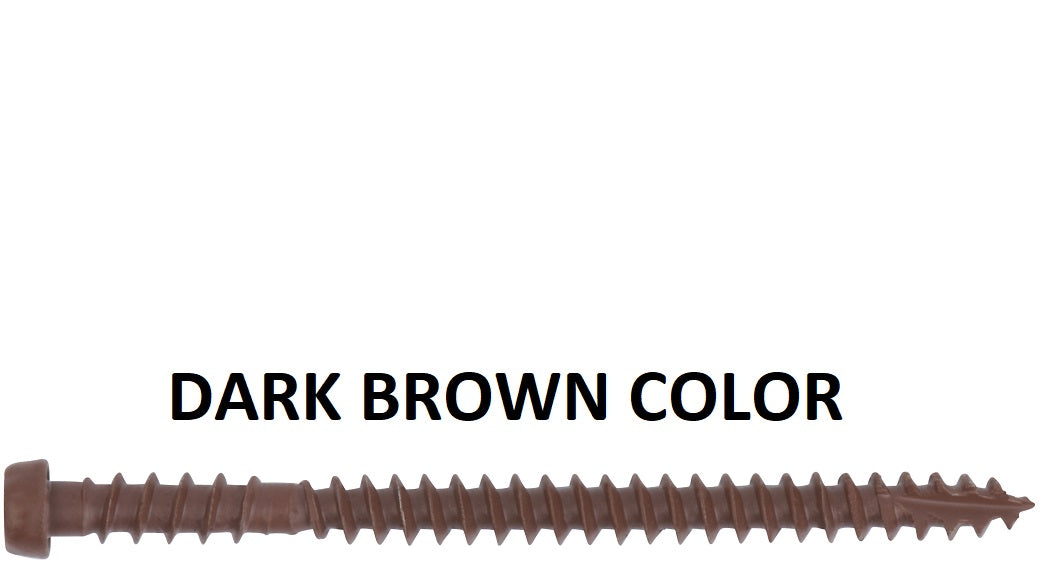 Dark Brown Color COMPOSITE DECK SCREWS T-20 Torx (Star) Drive SKT Plated Steel Dual Thread Design
