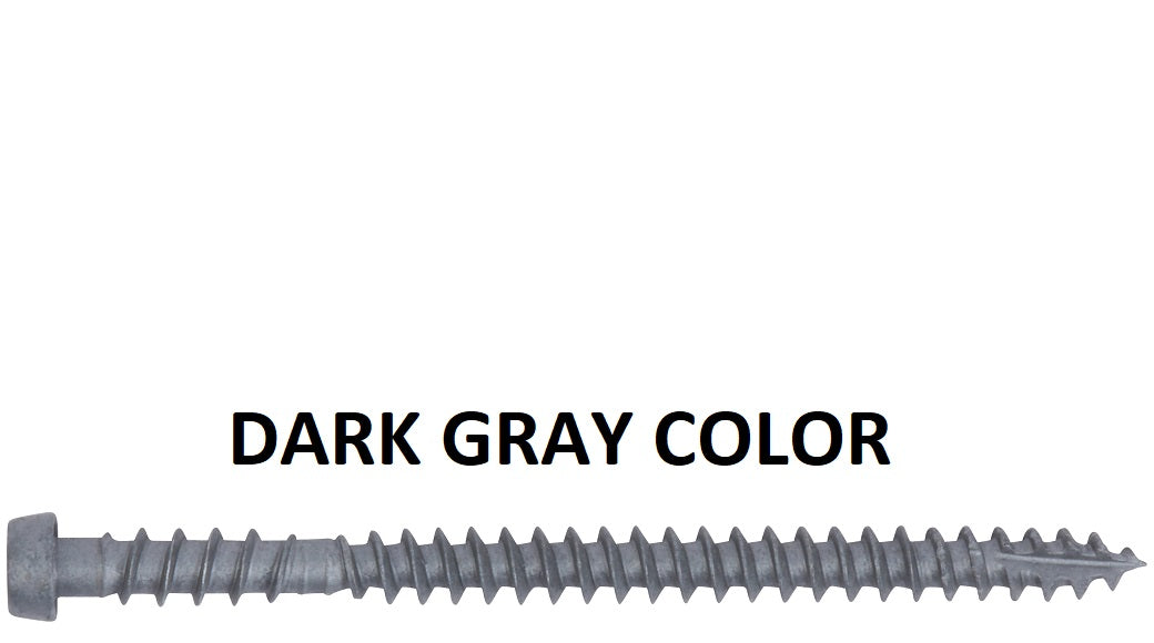 Dark Gray Color COMPOSITE DECK SCREWS T-20 Torx (Star) Drive SKT Plated Steel Dual Thread Design