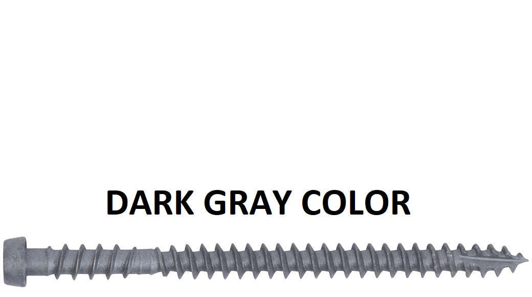 Dark Gray  Color COMPOSITE DECK SCREWS T-20 Torx (Star) Drive SKT Plated Steel Dual Thread Design