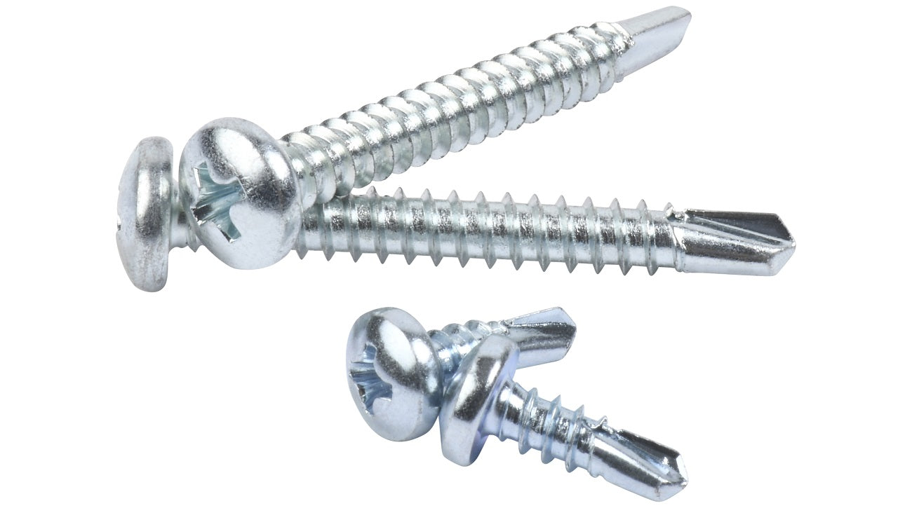 #6 #8 #10 #12 #14 PAN Head Self Drilling Tek Screws #2 Phillips Zinc Plated Steel PAN HEAD SELF DRILLING SCREWS #2 Phillips Drive Zinc Plated