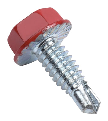 RED COLOR HEAD 7/16 HEX WASHER HEAD FINE THREAD Self Drilling Screws Zinc Plated Steel Serrated Underhead