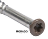 Morado Brown Color 7 x 2-1/4 COLOR TRIM FINISH HEAD STAINLESS-TORX DECK SCREWS Torx (Star) Drive 305 Stainless Steel Trim Head with Nibs to Countersink Type-17 Cutting Point