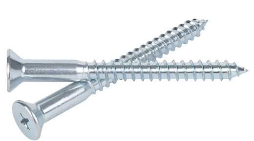 3/8 #24 FLAT HEAD WOOD SCREWS Phillips Drive Zinc Plated Steel