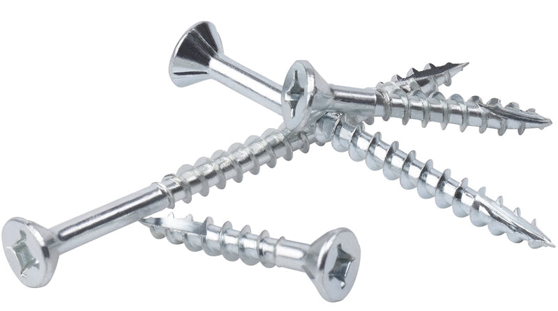 ZINC-COMBO Cabinet Woodworking Furniture Assembly Install Wood Screws Combo (Square & Phillips) Drive Zinc Plated Flat Head with Nibs Type-17 Drilling Point