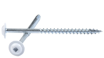 #10x3 White Washer Head Cabinet Install Screws White Head ROUND WASHER DEEP THREAD SCREWS Square Drive Zinc Plated Type-17 Drilling Point