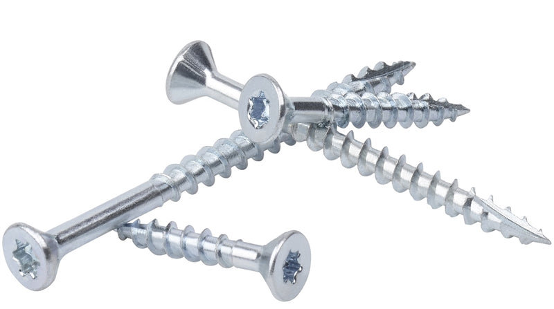 ZINC Torx Cabinet Woodworking Furniture Assembly Install Wood Screws Torx (Star) Drive Zinc Plated Flat Head with Nibs Type-17 Drilling Point