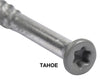 Gray Tahoe Color 7 x 1-5/8 COLOR TRIM FINISH HEAD STAINLESS-TORX DECK SCREWS Torx (Star) Drive 305 Stainless Steel Trim Head with Nibs to Countersink Type-17 Cutting Point