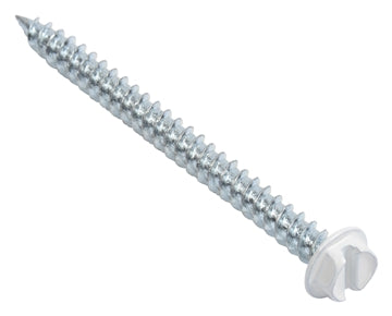 WHITE COLOR HEAD SELF PIERCING SCREWS Sharp Double Lead Thread 1/4 Slotted Hex Washer Head Zinc Plated